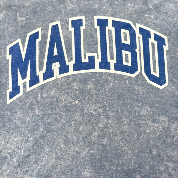Social Culture Malibu Blue Acid Wash Cropped Graphic Tee - Picture 2 of 4
